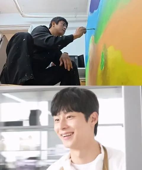 旗安84與金忠宰在工作室畫畫畫面