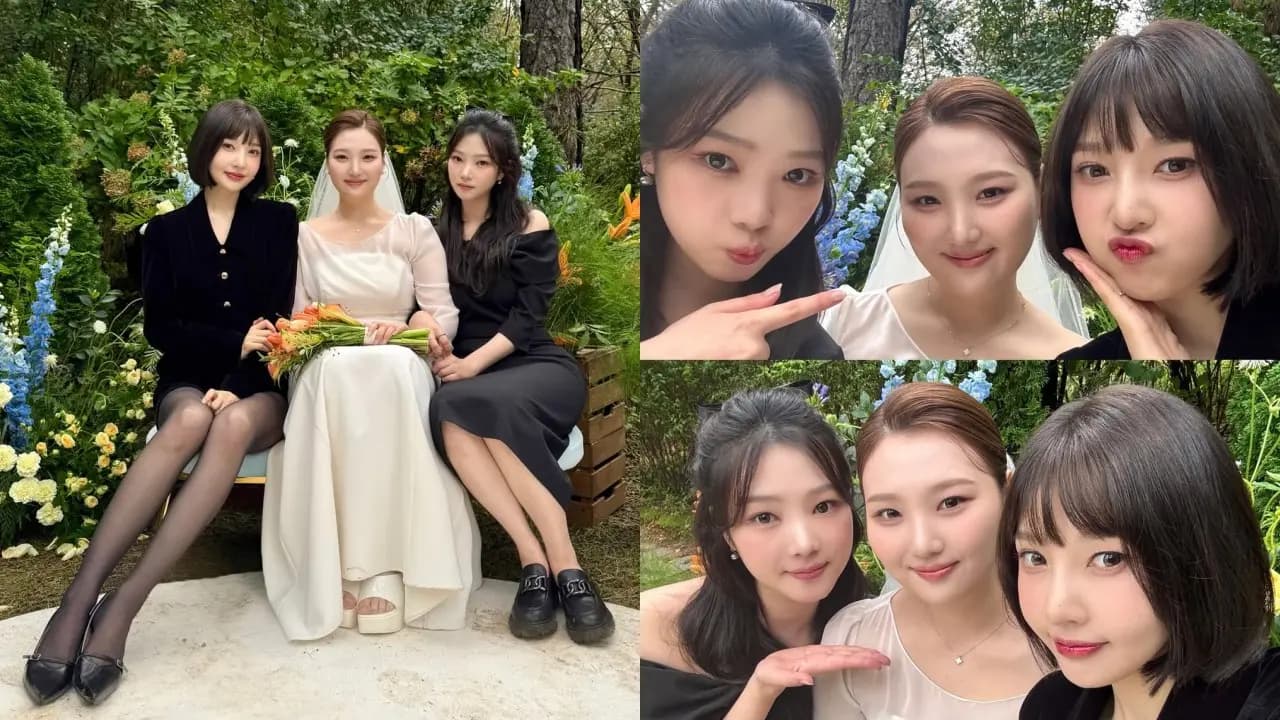 Red Velvet Joy出席妹妹婚礼封面三姐妹高颜值合影 IG分享