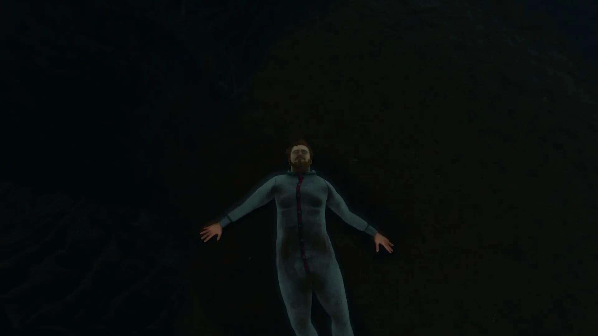 《一步一脚印》游戏截图:主角躺在地上休息的静态画面