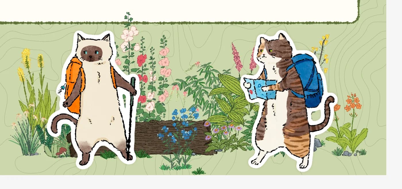 《猫呜地理》游戏中的猫咪角色设计图