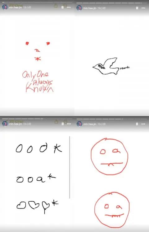 闵熙珍IG发布的ooak Records标志草图(来源闵熙珍个人IG)