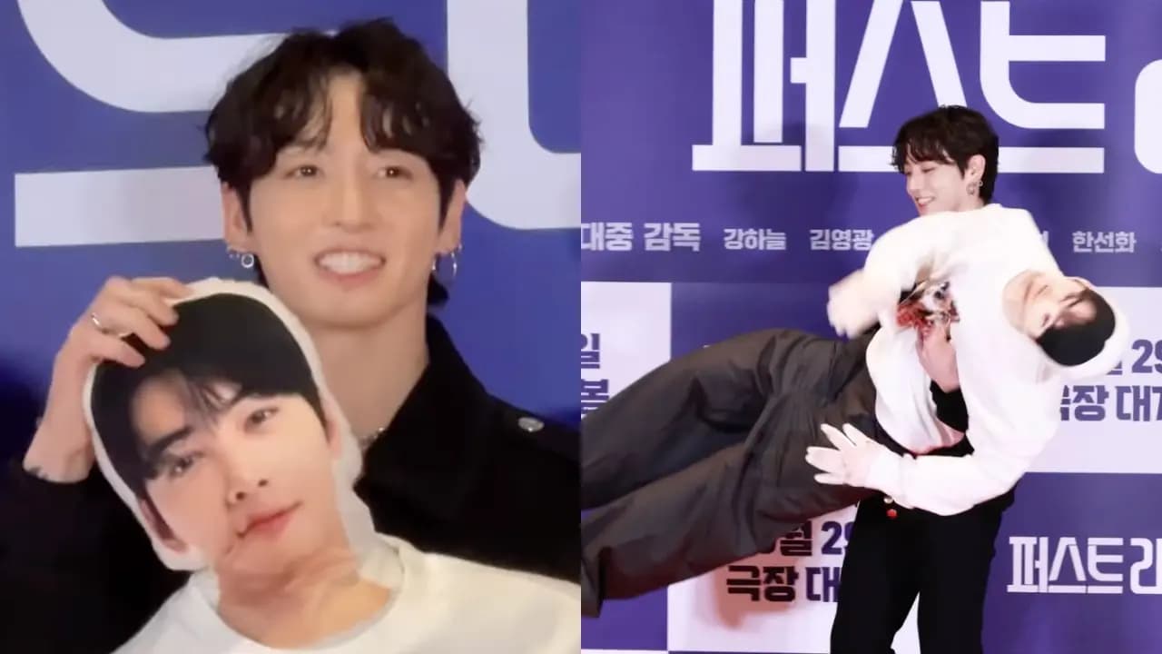 97line太瘋!BTS柾國公主抱「車銀優人形枕」亮相試映會,力撐好友新片《放飛旅行團》