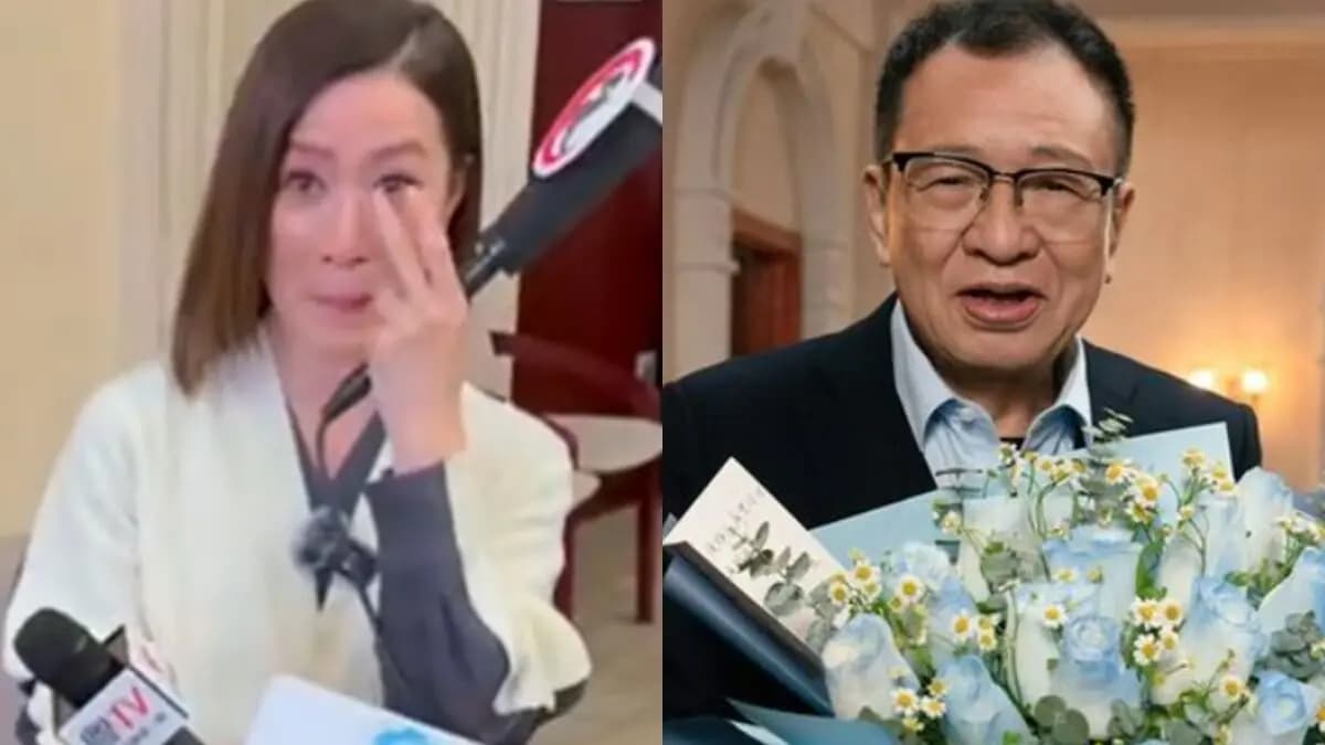 佘诗曼谈及许绍雄时哽咽的照片