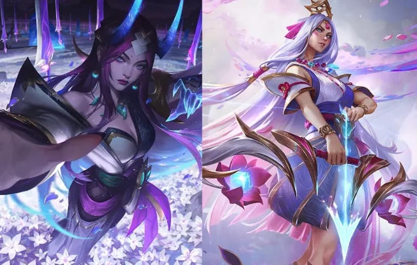 赵信在绽灵花树下伫立远眺艾欧尼亚群山的收束画面