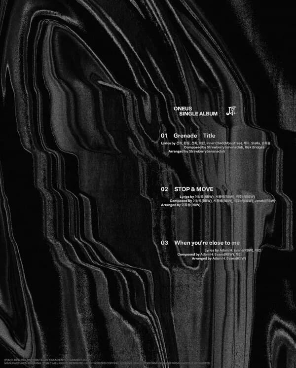 ONEUS新单曲《ONE》充满概念感的歌单列表宣传图